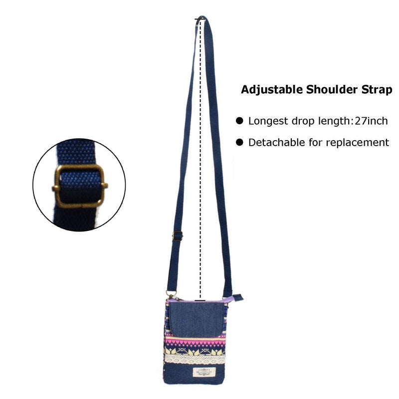 LassZone Small Crossbody Bag for Women Canvas Mobile Phone Purse Mini Shoulder Bags National Pattern Handbags Coin Pouch Wallet - Image 5